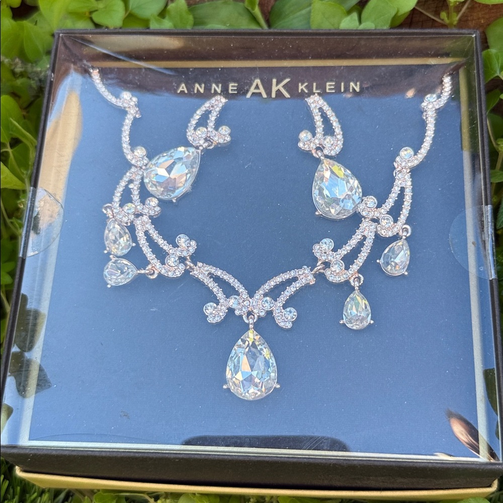 Anne Klein Pink and Silver Necklace Set